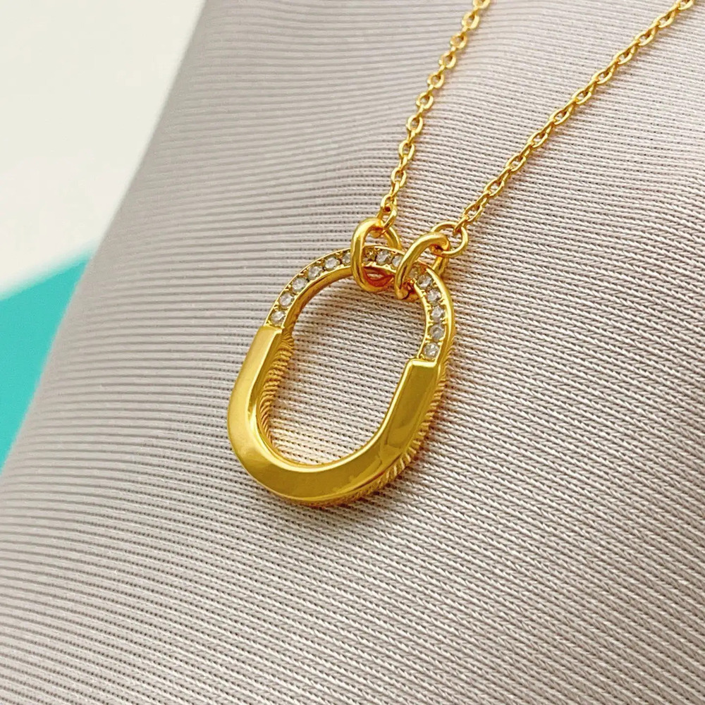 Tiffany & Co. Gold Half-Diamond U-Lock Necklace - Picture 3 of 5